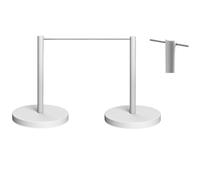 Paquete de 2 soportes de control de multitudes de 45,7 cm con cuerda elástica de 5 m, base de hormigón blanco Durab para un nagement eficaz de la multitud en eventos y galerías de arte