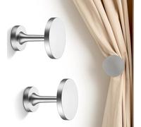 Paquete de 2 soportes de cortina hechos de aleación de hierro para proporcionar un apoyo fiable para cortinas ligeras con diseño clásico y simple (plata brillante)