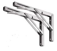 Paquete de 2 soportes de estante plegables, soporte de estante plegable resistente de acero inoxidable de 8 a 20 pulgadas, bisagra plegable for banco de mesa Para Cocina,Dormitorio,Estudio(20in)