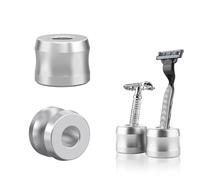 Paquete de 2 soportes de seguridad para maquinilla de afeitar, diámetro de apertura de 18,5 mm, soporte de afeitado para hombre para encimeras de baño, compatible con Gillette Mach 3 (plateado)