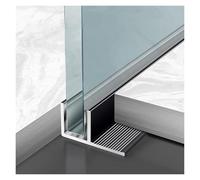 Paquete de 2 soportes de vidrio de aluminio de 39.5 pulgadas para barandilla y puerta de ducha, canal inferior antioxidante para panel sin marco de 8 a 12 mm