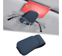 Paquete de 2 soportes magnéticos para lentes de sol para automóvil, de cuero suave, para visera de automóvil, color azul rey
