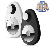 Paquete de 2 soportes ocultos para Airtag para niños, funda para rastreador GPS, funda de silicona antiextracción con pines, adecuado para niños, ancianos, mascotas, mochila, equipaje (blanco, negro)