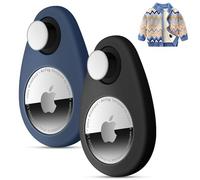 Paquete de 2 Soportes para Airtag para niños, Funda de rastreador GPS, Funda de Silicona antiextracción con Pines, Adecuada para niños, Ancianos, Mascotas, Mochila, Equipaje (Negro y Azul Marino)