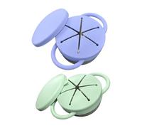 Paquete de 2 soportes para aperitivos de acero inoxidable para niños, tapa a prueba de fugas y asa, recipiente de almacenamiento de alimentos, tapa de silicona a prueba de fugas