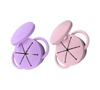 Paquete de 2 soportes para aperitivos de acero inoxidable para niños, tapa a prueba de fugas y asa, recipiente de almacenamiento de alimentos, tapa de silicona a prueba de fugas