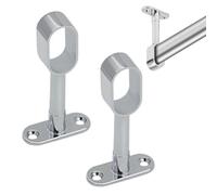 Paquete de 2 soportes para barra de armario, soportes ovalados para barra de armario, soporte central, adecuado para tubos redondos de armario, barras de cortina de techo