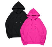 Paquete de 2 sudaderas básicas con capucha para hombre, sudaderas deportivas de color sólido, sudaderas con capucha de invierno cálidas de manga larga con cordón de ajuste a la moda, sudadera con