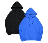 Paquete de 2 sudaderas con capucha unisex de color sólido con bolsillos, conjunto de suéter de manga larga para clima frío; suéter térmico de forro polar para otoño e invierno, naranja, XXL