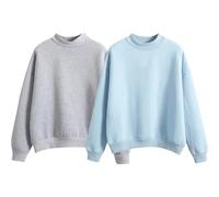 Paquete de 2 sudaderas para mujer sin capucha, sudaderas para mujer, sudadera de gran tamaño, suéter de invierno, suéter de otoño, suéter de manga larga para mujer, chaqueta de punto de un solo color