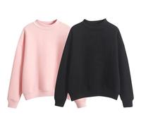 Paquete de 2 sudaderas para mujer sin capucha, sudaderas para mujer, sudadera de gran tamaño, suéter de invierno, suéter de otoño, suéter de manga larga para mujer, chaqueta de punto de un solo color