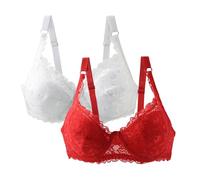 Paquete de 2 sujetadores de copa completa con aros de encaje para mujer, copa suave, cobertura completa, sin relleno, push up, con tirantes ajustables para la comodidad diaria de las mujeres, e, 95C
