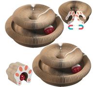 Paquete De 2 Tablas Rascadoras para Gatos Magic Organ - Alfombrilla Rascadora Plegable para Gatos con 2 Bolas De Campana | Tablero Rascador De Cartón para Gatos | Tablero Rascador con Garras Moler