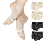 Paquete de 2 Tangas de pie de Ballet, Tanga de pie de Vientre de antepié, Calcetines de Apoyo para Almohadilla de Dedo del pie para Gimnasia de Ballet (Negro y Tono de Piel)