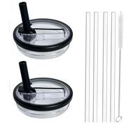 Paquete de 2 tapas de vaso de 30 onzas de repuesto para Stanley IceFlow de 0.89 L, a prueba de derrames, resistentes a salpicaduras, juegos de fundas de vaso con 4 popotes y 1 cepillo de limpieza