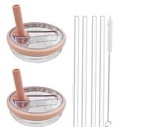 Paquete de 2 tapas de vaso de 30 onzas de repuesto para Stanley IceFlow de 0.89 L, a prueba de derrames, resistentes a salpicaduras, juegos de fundas de vaso con 4 popotes y 1 cepillo de limpieza