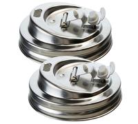 Paquete de 2 tapas para beber Mason Jar tapa abatible sin goteo tapa para verter tarro Mason de acero inoxidable para café helado y bebidas