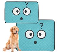 Paquete de 2 tapetes lavables antideslizantes para orina de perro, para césped, 24 x 36 pulgadas + 36 x 42 pulgadas, aspecto de pregunta curiosa