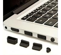 Paquete de 2 tapones antipolvo de silicona 16 en 1 para computadora portátil, kit protector de puerto para USB-C USB, HDMI, Ethernet, tarjeta SD de audio de 3,5 mm, rosa, para PC portátil (negro)