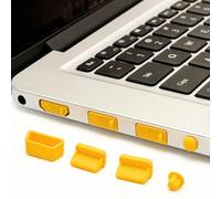 Paquete de 2 tapones antipolvo de silicona 16 en 1 para computadora portátil, kit protector de puerto para USB-C USB, HDMI, Ethernet, tarjeta SD de audio de 3,5 mm, rosa, para PC portátil (amarillo)