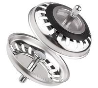 Paquete de 2 tapones coladores de fregadero de cocina, tapón de repuesto de acero inoxidable para atrapador de alimentos/pelo, diámetro del agujero del fregadero del Reino Unido 80 mm