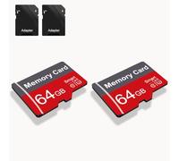 Paquete de 2 tarjetas de memoria de 64 GB con adaptador, tarjeta TF de alta velocidad, UHS-I C10 A1 tarjeta de memoria TF para tableta/teléfono móvil/cámara/audio de coche/consola de juegos (64, GB)