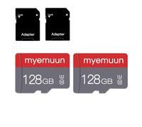 Paquete de 2 tarjetas de memoria micro de 128 GB con adaptador, tarjeta de memoria TF clase 10, mini tarjeta de memoria para smartphone/tableta/cámara/computadora personal (128 GB x 2-U1)