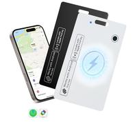 Paquete de 2 tarjetas de seguimiento de Air Tags recargables de doble plataforma, compatible con Apple Find My y Google's Find Hub, localizador de artículos, rastreador de tamaño de tarjeta de crédito