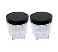 Paquete de 2 tazas cortas con tapa de tarro negra, Compatible con licuadora exprimidora Magic Bullet MB1001 250W
