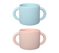 Paquete de 2 tazas de silicona de doble mano para bebés y niños pequeños, sin BPA, apto para lavavajillas, microondas y congelador