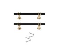 Paquete de 2 tiradores de cajón de acero inoxidable cepillados, centros de agujeros de 128 mm, manijas de barra en T de 200 mm de largo, accesorios modernos para armario de baño y tocador, color negro