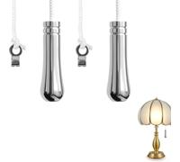 Paquete de 2 tiradores de metal cromado con cable de extensión de 150 cm para ventiladores de techo, luces y persianas, interruptor de luz de baño, agarre ergonómico, óxido para prueba, aleación