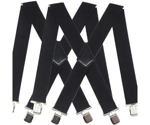 [Paquete de 2] Tirantes Elásticos Ajustables de 50 Anchos, Resistentes, con 4 Hebillas, Diseño a Rayas y Espalda en X, Duraderos, con Clips de Metal Fuertes, Tirantes para Hombre de Resistencia