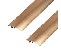 Paquete de 2 tiras de transición de aluminio para puerta, barra de suelo de metal para puertas, rampa de umbral, tablones laminados, puente de altura entre 6 y 12 mm (dorado, 0,9 m x 4,3 cm)
