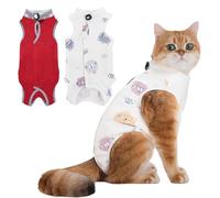 Paquete de 2 trajes de recuperación de heridas de gato para heridas abdominales o enfermedades de la piel, después de la cirugía, traje de pijama, alternativa de cuello electrónico para gatos