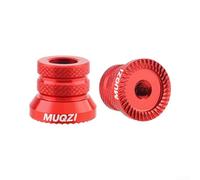 Paquete de 2 tuercas cónicas para eje de bicicleta M5 de liberación rápida con arandela, aleación de aluminio, ligeras, antideslizantes, tratadas para un ajuste seguro de la bicicleta (rojo)