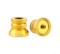 Paquete de 2 tuercas cónicas para eje de bicicleta M5 de liberación rápida con arandela, aleación de aluminio, ligeras, antideslizantes, tratadas para un ajuste seguro de la bicicleta (dorado)