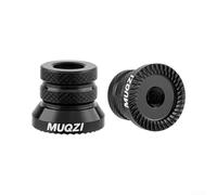 Paquete de 2 tuercas cónicas para eje de bicicleta M5 de liberación rápida con arandela, aleación de aluminio, ligeras, antideslizantes, tratadas para un ajuste seguro de la bicicleta (negro)