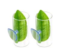 Paquete de 2 túneles acrílicos de tubo de pescado con almohadilla de hojas, simulación de lugar natural, superficie de desove con ventosa, almohadilla de hojas, túnel de peces Betta