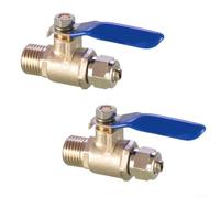 Paquete de 2 válvulas de bola de cobre para purificador de agua para sistema con diseño de conexión rápida para tubo de polietileno de 2 puntos y 3 puntos, accesorio de cocina, color plateado, 42 mm