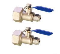Paquete de 2 válvulas de bola de cobre para purificador de agua para sistema con diseño de conexión rápida para tubo de polietileno de 2 puntos y 3 puntos, accesorio de cocina, color plateado, 42 mm