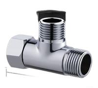 Paquete de 2 válvulas desviadoras de latón en forma de T G1/2 pulgadas, adaptador de manguera de ducha de 3 vías para distribuidor de juntas de tubería de agua, accesorios de sistema de caldera, baño
