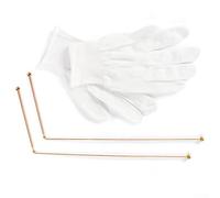 Paquete de 2 varillas de sonda de cobre fabricadas con 99 9% de cobre puro y guantes de nailon profesionales para adivinar el agua, buscar minerales y encontrar artículos perdidos