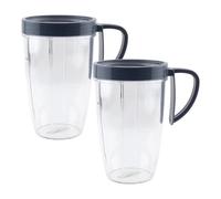Paquete de 2 vasos altos de 24 Oz con anillo de labio con mango Compatible con licuadoras NutriBullet 600W 900W NB-101B NB-101S NB-201