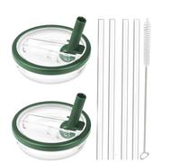 Paquete de 2 vasos de 880 ml con tapa abatible de repuesto para Stanley Quencher H2.0 0.89L, no apto para Iceflow 0.89L, funda reutilizable con 4 pajitas y 1 cepillo de limpieza