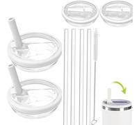 Paquete de 2 vasos de 880 ml con tapa abatible de repuesto para Stanley Quencher H2.0 0.89L, no apto para Iceflow 0.89L, funda reutilizable con 4 pajitas y 1 cepillo de limpieza