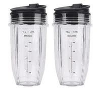 Paquete De 2 Vasos De Licuadora De 18 Onzas Con Tapas Abatibles Sip N Seal, Compatibles Con Nutri Ninja Auto-iQ Serie 1000w Y Duo, Repuestos For Licuadoras