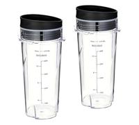 Paquete De 2 Vasos De Repuesto De 16 Onzas, Compatibles Con Licuadora Personal Compacta Ninja QB3001SS Con Tapas, Repuestos For Batidora