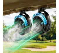 Paquete de 2 ventiladores magnéticos para carrito de golf con correa resistente, 12000 mAh, ventilador portátil con 4 velocidades, LED, temporizador, adecuado para EZGO Club Car Yamaha, carrito de