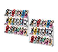 Paquete de 2 vitrinas acrílicas de 3 niveles para Hot Wheels, organizador de almacenamiento de coche fundido a presión de 3 niveles con capacidad para 27 autos de juguete cada uno, estante